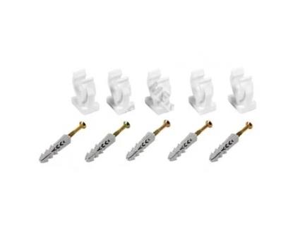 Conjunto de 5 Clips de Tubo Abertos para Fixação Única de 15 mm - Clips de Plástico com Fixações