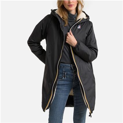 K-way Parka pelos joelhos com capuz fixo , especial inverno