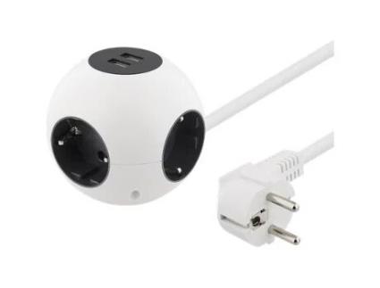 Bloco de 4 Tomadas Globo com 2 Portas Usb-A Deltaco Gt-292