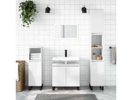 Armário Casa Banho 58X33X60 Cm Deriv. Madeira Branco Brilhante VIDAXL