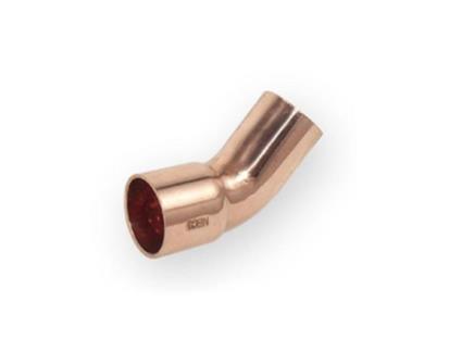 Acessório de Tubo Cotovelo de Cobre para Solda Macho X Fêmea Diâmetro de 22 mm Angulação de 45 Graus