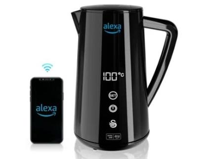 Alexa Chaleira Eléctrica de Água Inteligente SWAN SK14650BLKNEU Wifi 1,5 L Sem Fios Ecrã Táctil Led Função de Aquecimento 2H