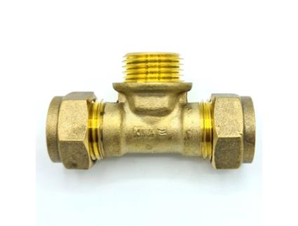 Tê Acoplador Macho G1/2 x 15 mm, Adaptador de Encaixe de Compressão de Latão, Conector Reta