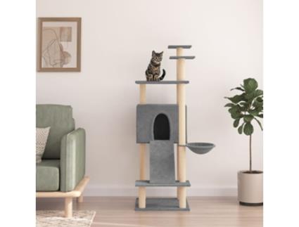 Árvore P- Gatos com Postes Arranhadores Sisal 153 Cm Cinza-Claro VIDAXL