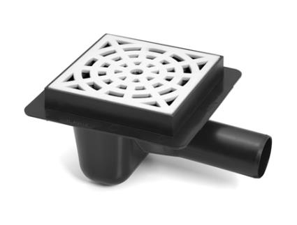 Dreno de Pavimento de Plástico para Esgoto com Grelha de Padrão Redondo Preta e Diâmetro de Tubo de 50 mm