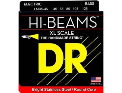 Jogo de Cordas Baixo Elétrico DR LMR5-45 Long Scale Hi-Beam (.045 - .065 - .085 - .0105 - .0125 - Aço Inoxidável)
