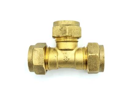Tê Igual de 15 mm, Adaptador de Conexão de Compressão de Latão, Conector Reta