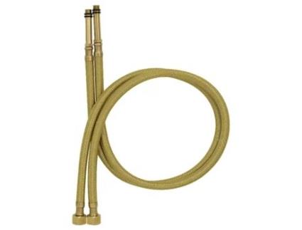 Conjunto de 2 Mangueiras Flexíveis de 60cm M10 x 3/8 Polegadas BSP em Nylon Trançado Dourado para Torneira Flexível de Cozinha