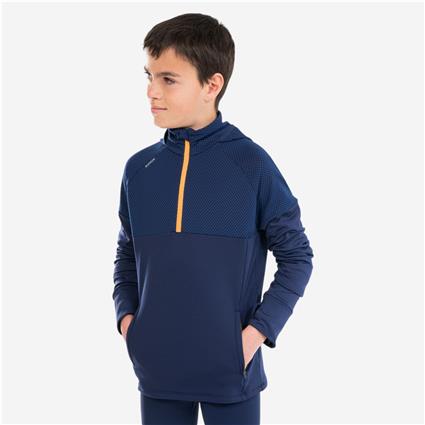 Camisola Quente de Corrida Criança KIPRUN WARM+ 500 Azul-marinho/Laranja