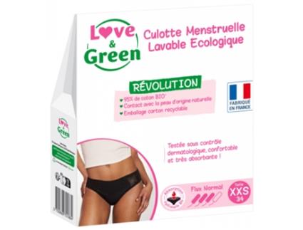Calcinha Menstrual Lavável Preta Fluxo Normal Tamanho: Xxs 34 LOVE & GREEN