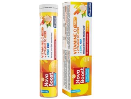 Vitamina C 1000 Mg Vitamina D3 1000 UI Zinco 10 Mg 20 Comprimidos Efervescentes NOVA BOOST