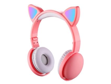 Auscultadores Bluetooth  Cat Ear Led Glowing Pink