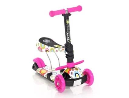 Scooter Infantil com Assento SMART by Lorelli flores rosa