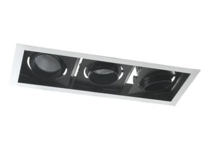 Led Apollo Anti-Reflexo Embutido em Preto e Branco com Três Focos Ajustáveis 3Xw 3000K Luz Quente