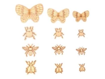 35 mini decorações de insetos de madeira Artemio