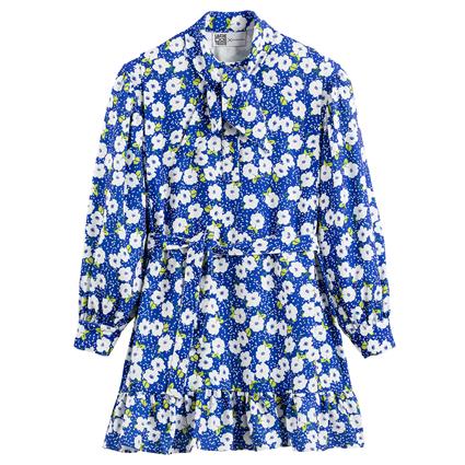 Roseanna X La Redoute Vestido com laço na gola, mangas compridas, estampado
