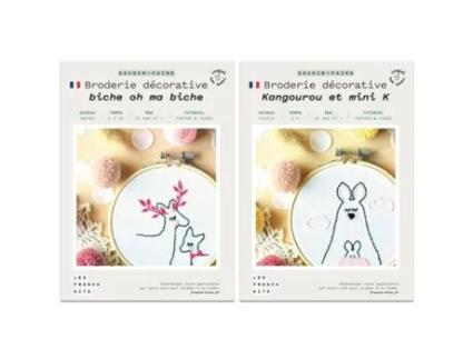 Caixas com 2 Bordados Decorativos Decoração Infantil Corça e Canguru Les French Kits