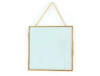 Moldura de vidro vintage - quadrada com corrente de metal - 20 x 20 cm Graine Créative