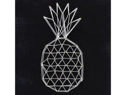 Quadro Preto de MadeiraString Art GRAINE CRÉATIVE Abacaxi (22 x 22 cm)