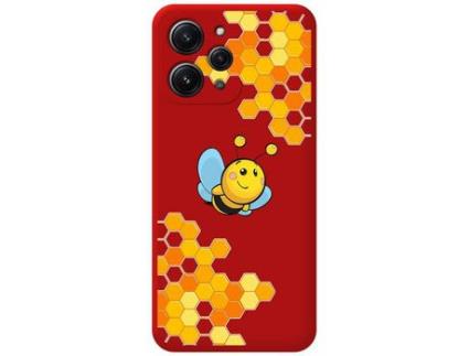 Capa de silicone líquido vermelho Xiaomi Redmi 12 design de desenho animado Bee TUMUNDOSMARTPHONE