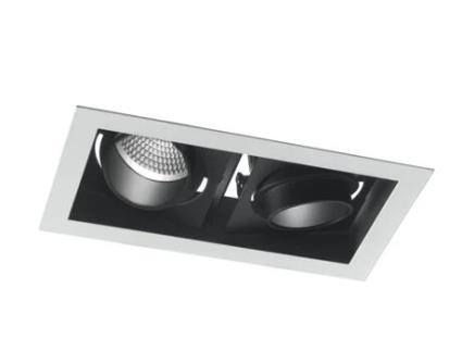 Led Apollo Antirreflexo Embutido em Preto e Branco com Dois Focos Ajustáveis 2Xw 3000K Luz Quente