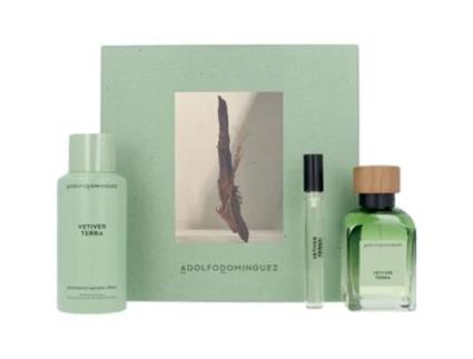 ESTUCHE VETIVER TERRA FOR HIM   EAU DE PARFUM   120 ML VAPORIAZDOR + DESODORANTE   150 ML VAPORIZADOR + 10 ML VAPORIZADOR