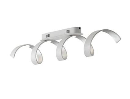 Candeeiro de Teto Led Helix Branco Prata em Alumínio 20W 4000K Luz Natural 18X80Xcm
