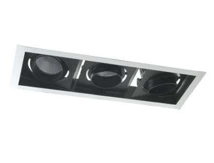 Led Apollo Anti-Reflexo Encastrado em Preto e Branco com Três Focos Reguláveis 3X45W 4000K Luz Natural