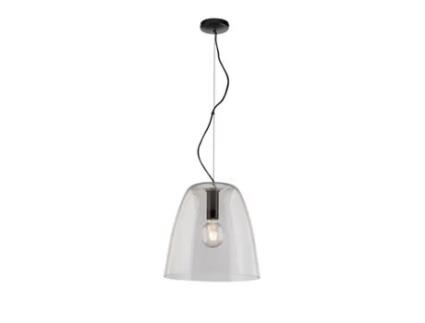 Suspensão Ares em Metal Preto com Difusor de Vidro Transparente de 35 cm