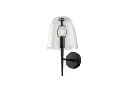 Aplique Ares em Metal Preto e Difusor em Vidro Transparente