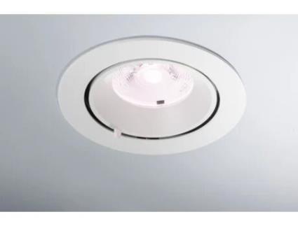 Led Delta de Encastrar em Alumínio Branco Acetinado e Refletor Prateado com Cabeça Extraível e Regulável 30W 2500K Luz Quente