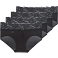 Cuecas ROMANCE X 4  Preto Disponível em tamanho para senhora. FR 38,FR 40,FR 42,FR 44,FR 46,FR 48.Mulher > Roupa interior >Cuecas
