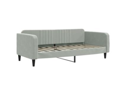 Sofá Cama VIDAXL Veludo Cinzento (90x190 cm)