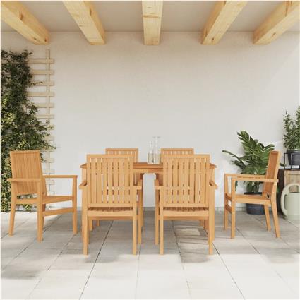 Conjunto De Jantar Para Jardim 7 Pcs Madeira De Teca Maciça VIDAXL