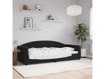 Sofá Cama VIDAXL Veludo Preto (90x190 cm)
