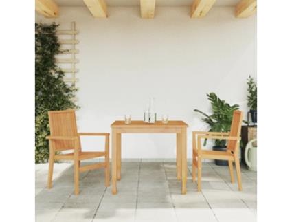 Cadeiras De Jardim Empilháveis 2 Pcs 56.5X57.5X91cm Teca Maciça VIDAXL