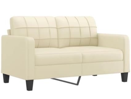 Sofá De 2 Lugares 140 cm Couro Artificial Cor Creme VIDAXL
