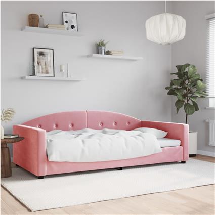 Sofá Cama VIDAXL Veludo Rosa (100x200 cm)
