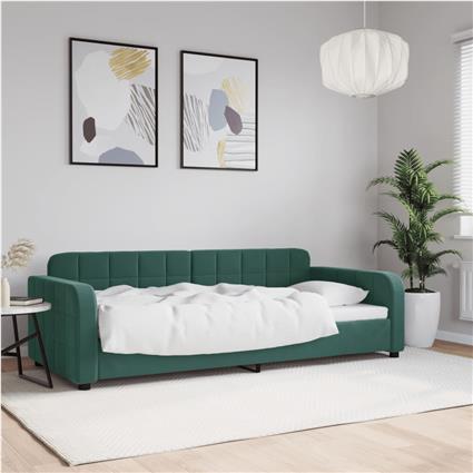 Sofá Cama VIDAXL Veludo Verde-escuro (90x200 cm)