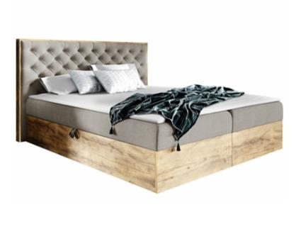 Cama com Estrado Continental Baltimore MOVEIS.PT Tecido Castanho (211x190x105 cm)