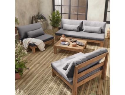 Conjunto de Mobiliário de Jardim Xxl em Madeira Escovada Antracite L ALICE'S GARDEN