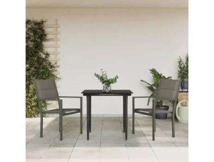 Conjunto De 3 Un De Jantar Para Jardim Aço E Textilene Preto VIDAXL