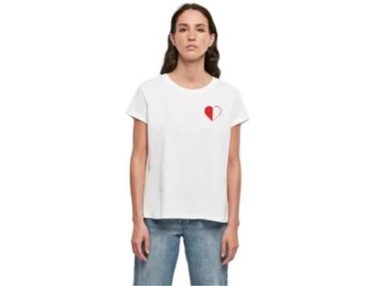 T-Shirt Queen Size de Mulher DAYS BEYOND Of Hearts Branco (M)