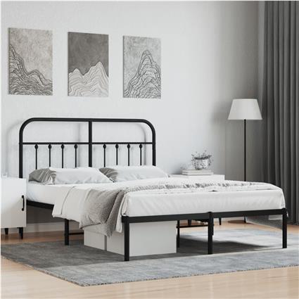 vidaXL Estrutura de cama em metal com cabeceira 150x200 cm preto