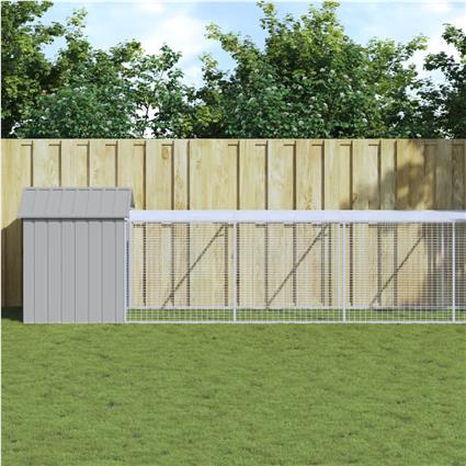 vidaXL Galinheiro com anexo 117x813x123 cm aço galvanizado cinza-claro