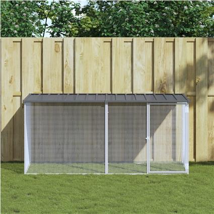 vidaXL Galinheiro com teto 203x98x90 cm aço galvanizado antracite