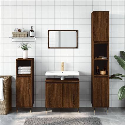 vidaXL 3 pcs conjunto móveis WC derivados de madeira carvalho castanho