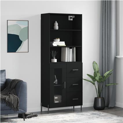 vidaXL Armário alto 69,5x34x180 cm derivados de madeira preto