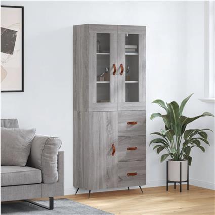vidaXL Armário alto 69,5x34x180 cm derivados de madeira sonoma cinza