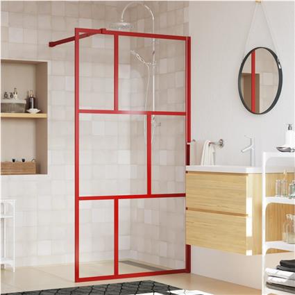 vidaXL Divisória de chuveiro 100x195cm vidro transparente ESG vermelho